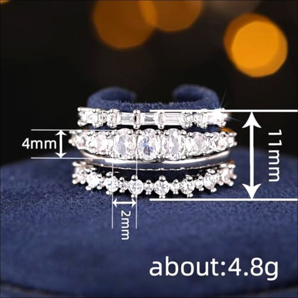 Alloy Silver Stackable Wedding Band Ring Set Size… - image 7